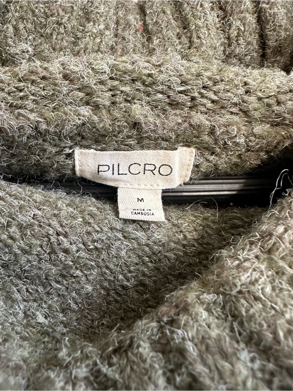 Pilcro Olive Green Turtleneck Sweater with Charcoal Pants